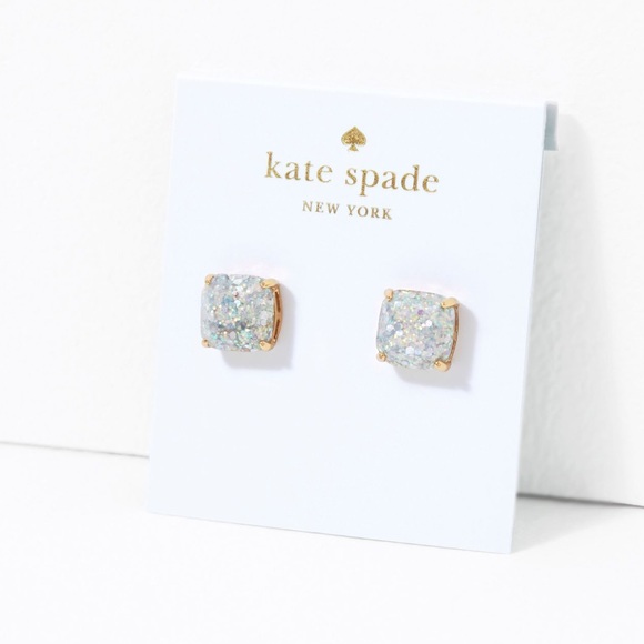 Kate Spade Mini Small Square Stud Earrings - Opal Glitter